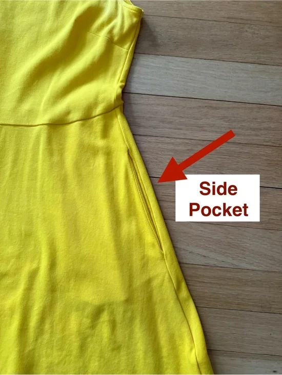 NY & Company Yellow Sleeveless Fit & Flare Dress - Medium - Picture 8 of 9